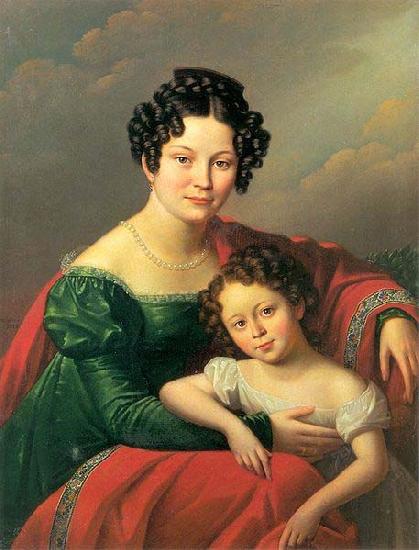 unknown artist Portrait of young woman with her child- Countess of Dyhrn with her child